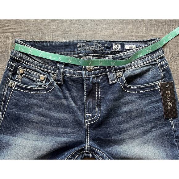 Miss Me Jeans 28x34 Bootcut Western Bling Pocket White Label Med Blue M3039B NWT - Picture 6 of 9